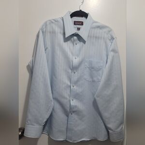 Austin Manor Perf. Plus Men's Blue & White Striped Dress Shirt Size 17 34/35